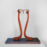 Courting Grebes: Mixed media, Courting Great Crested Grebes, 21 inches high